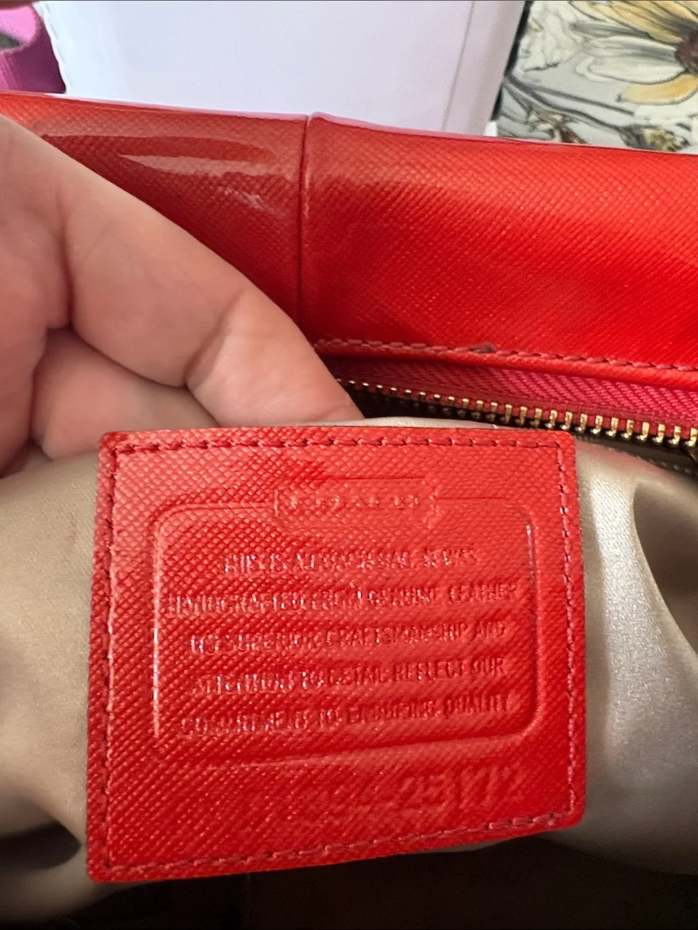 Coach Red Patent Satchel with Gold-Tone Hardware